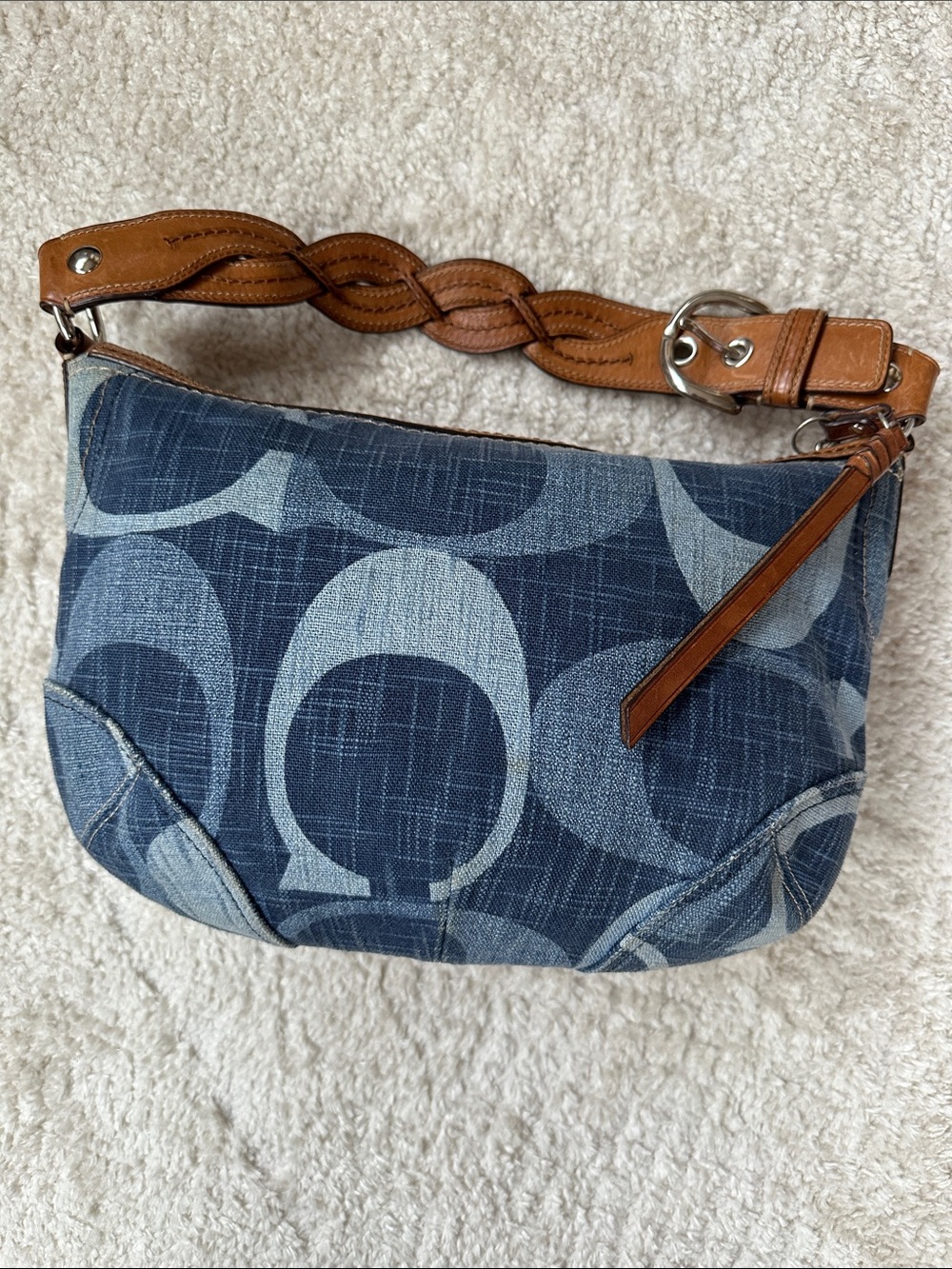 Coach Signature Jumbo C Tonal Denim Hobo Bag - Picture 9 of 16